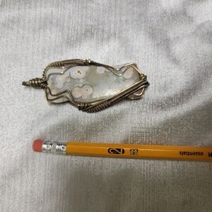 Ocean Jasper Wire Wrapped Stone Pendant